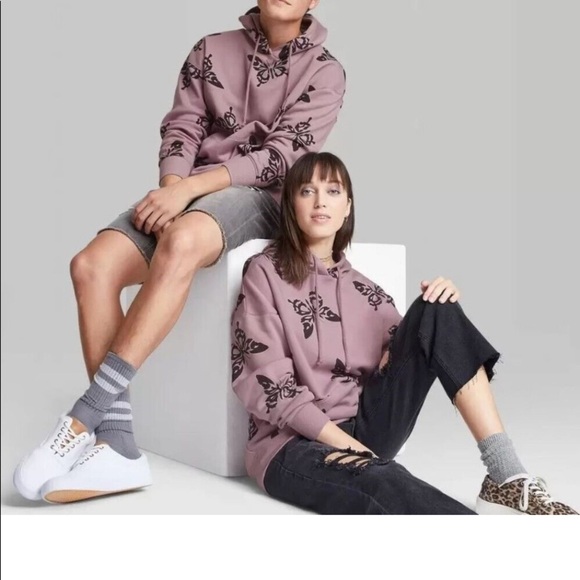 Wild fable purple & black butterfly hoodie new - Picture 1 of 8